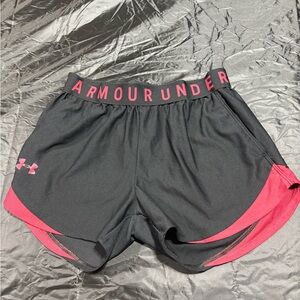 Under Armour Women's Black and Pink Athletic Shorts